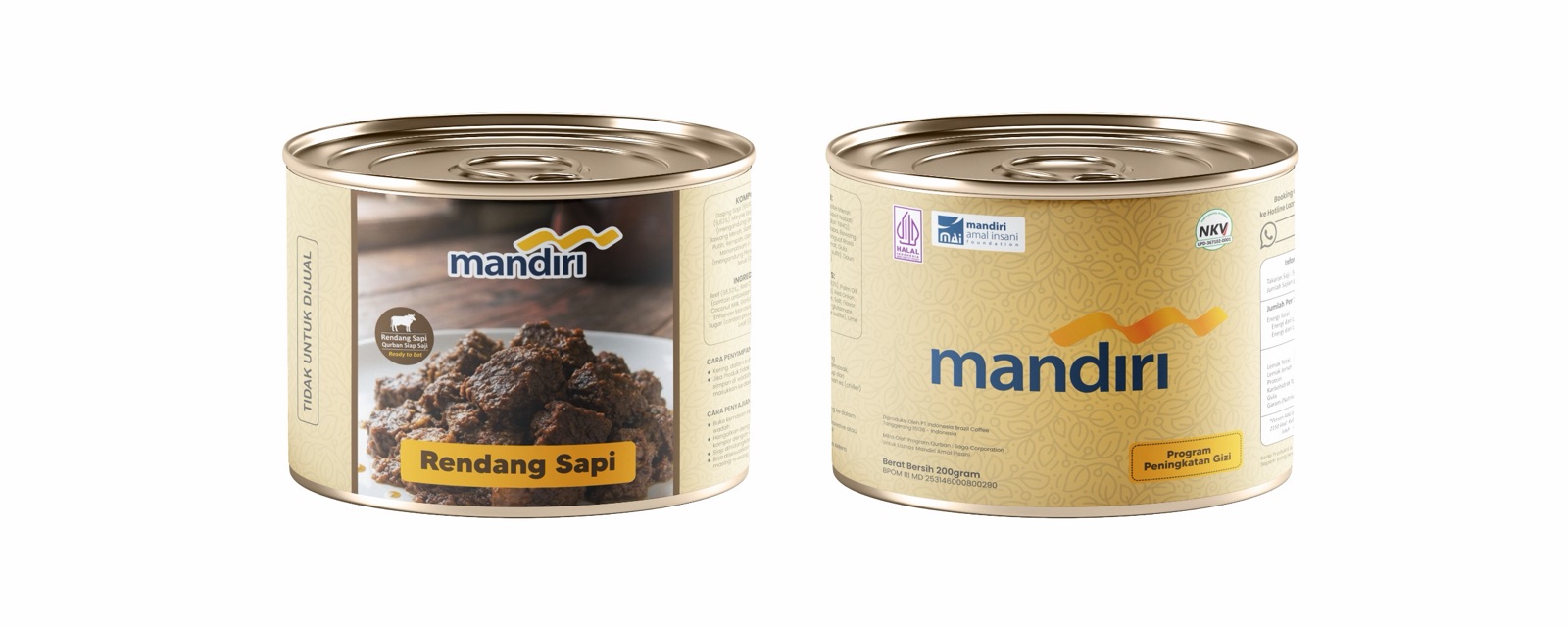 Canned beef rendang for Mandiri Amal Insani nutrition programme